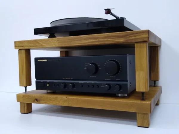 Hi-Fi Rack en madera de roble macizo con puntas de acero al carbono - Imagen 2